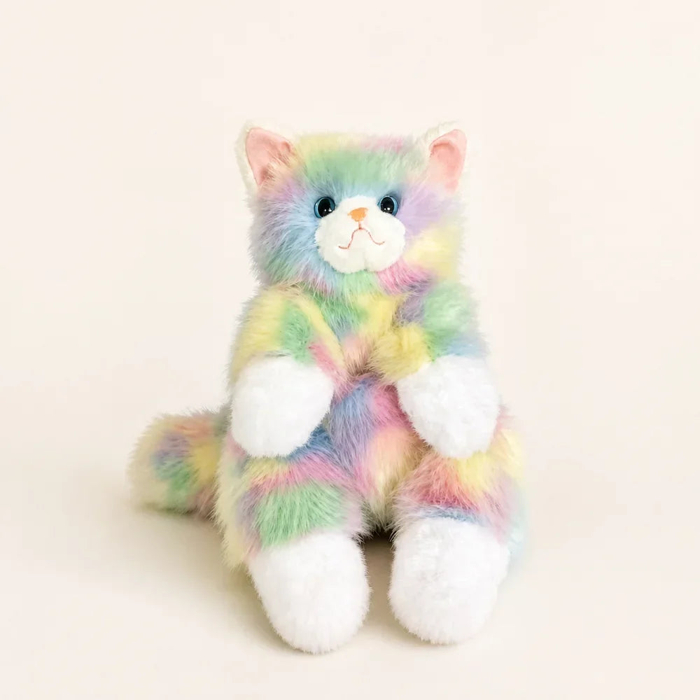 Pastel Rainbow Cat Plush Shoulder Bag Seated Front View