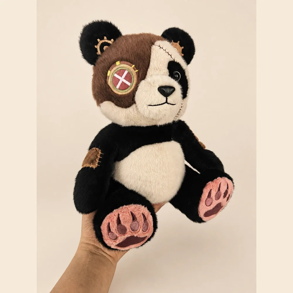 Steampunk Panda Stuffed Animal - Held in Hand