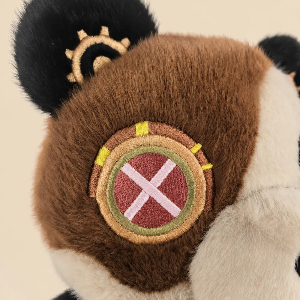 Steampunk Panda Stuffed Animal - Hood Embroidery Detail