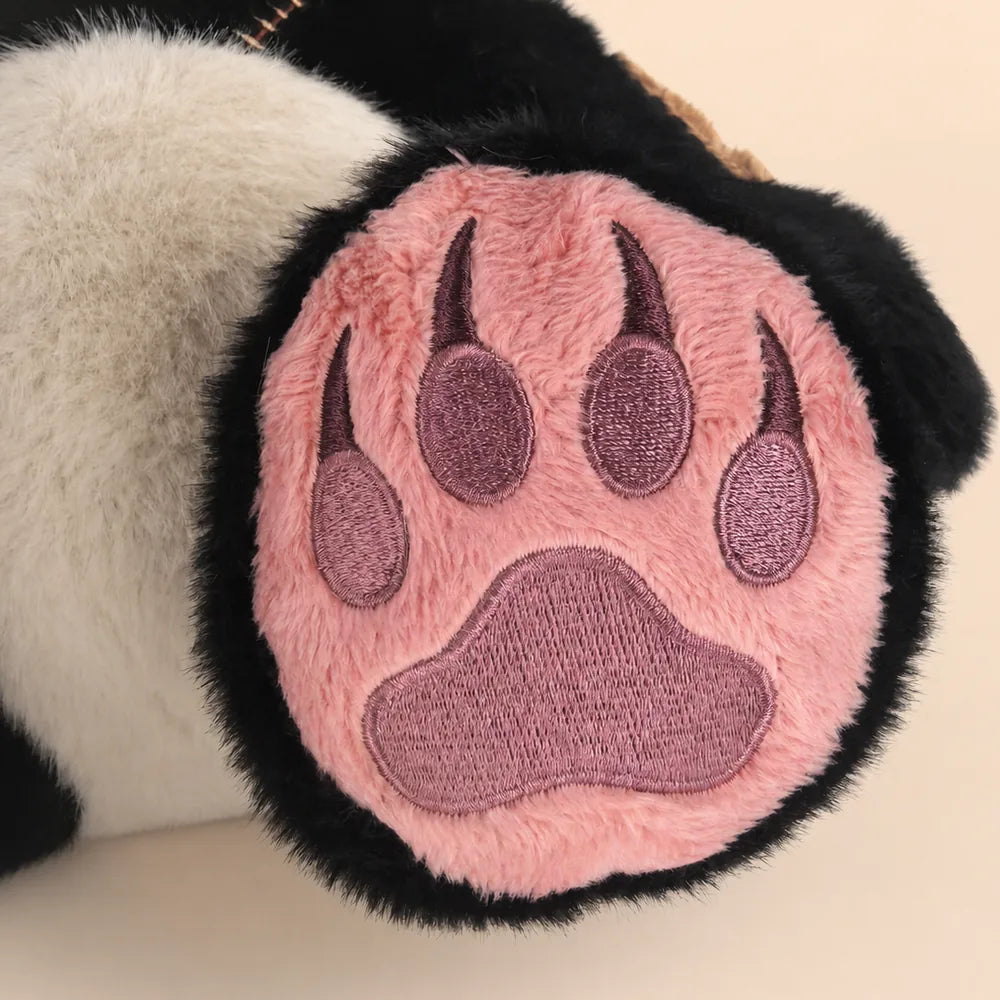 Steampunk Panda Stuffed Animal - Pink Paw Pad Detail