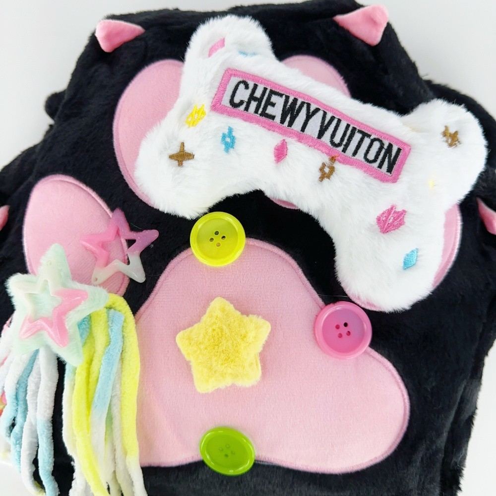 Kawaii Black and White Paw Plush Backpack