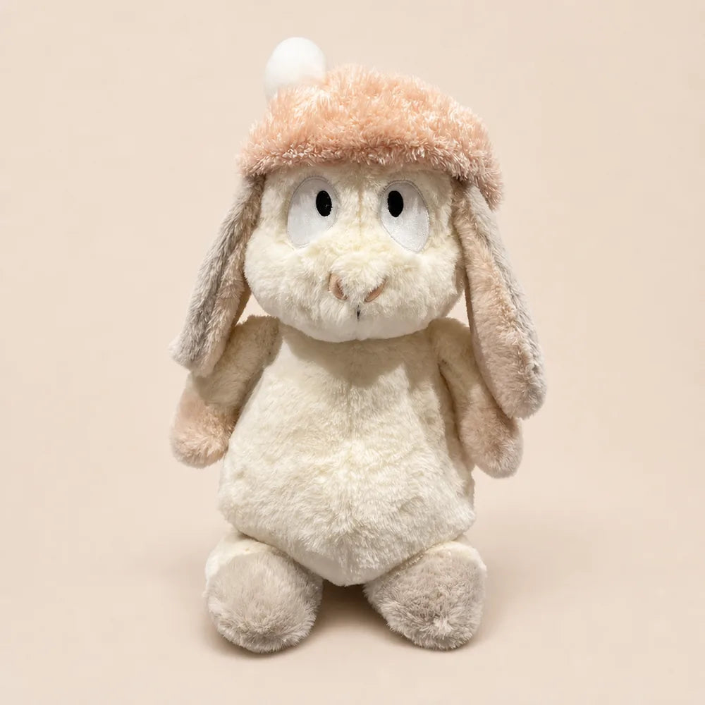 Peach Pom-Pom Bunny Plush - Front View