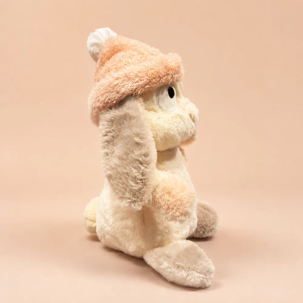 Peach Pom-Pom Bunny Plush - Left Side View