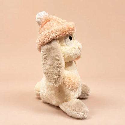 Peach Pom-Pom Bunny Plush - Left Side View