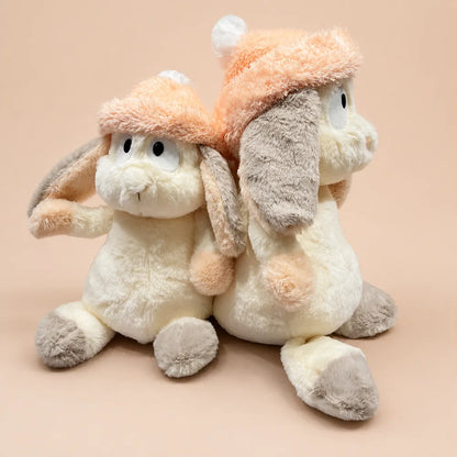 Peach Pom-Pom Bunny Plush - Two Plushes Back to Back