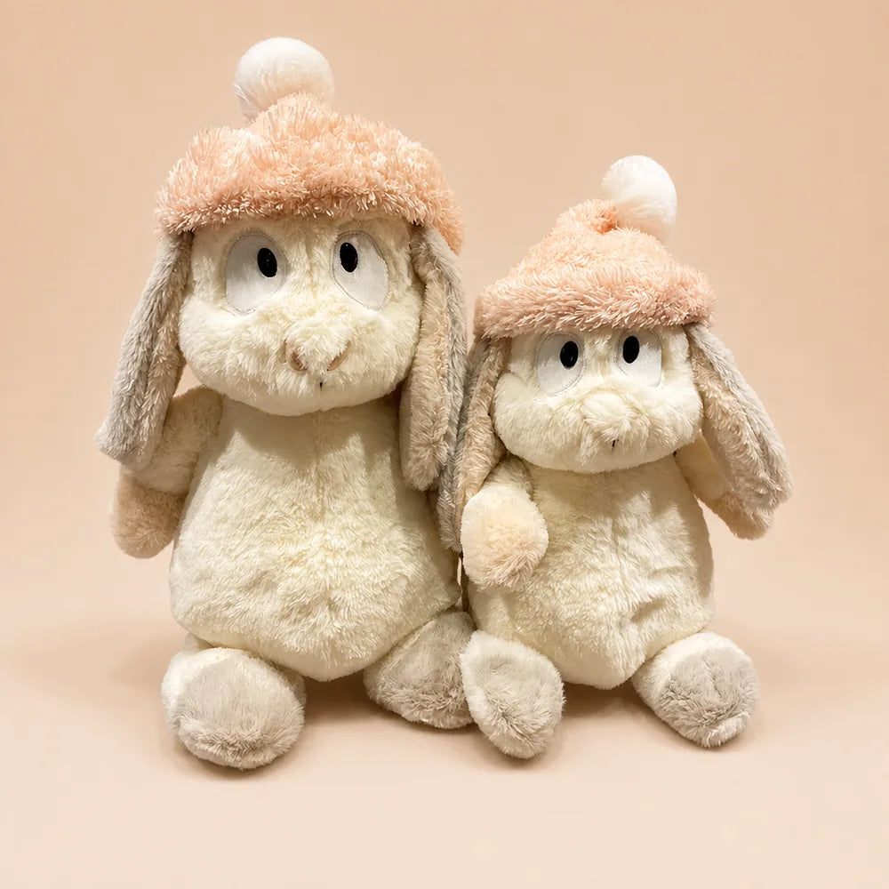 Peach Pom-Pom Bunny Plush - 35cm and 50cm Size Comparison