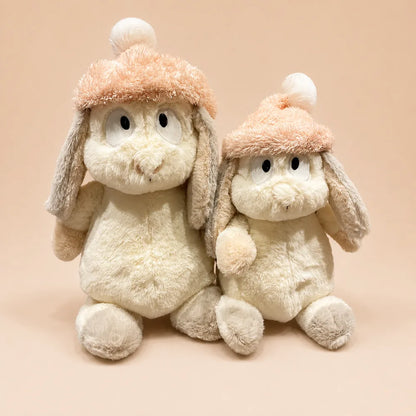 Peach Pom-Pom Bunny Plush - 35cm and 50cm Size Comparison