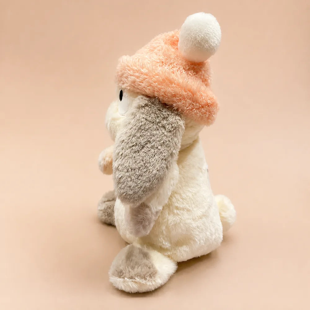 Peach Pom-Pom Bunny Plush - Right Side View