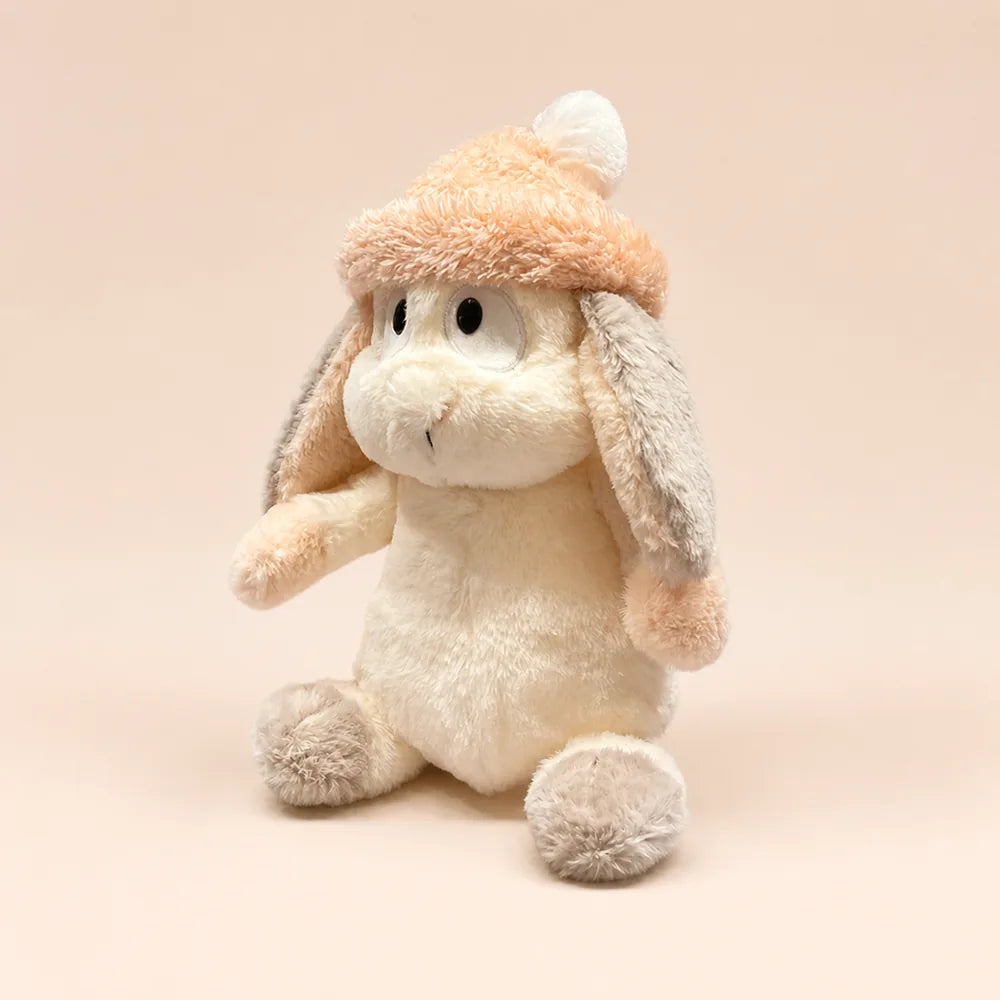 Peach Pom-Pom Bunny Plush - Three-Quarter View