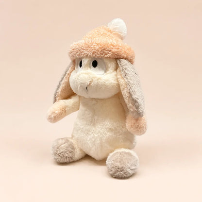 Peach Pom-Pom Bunny Plush - Three-Quarter View