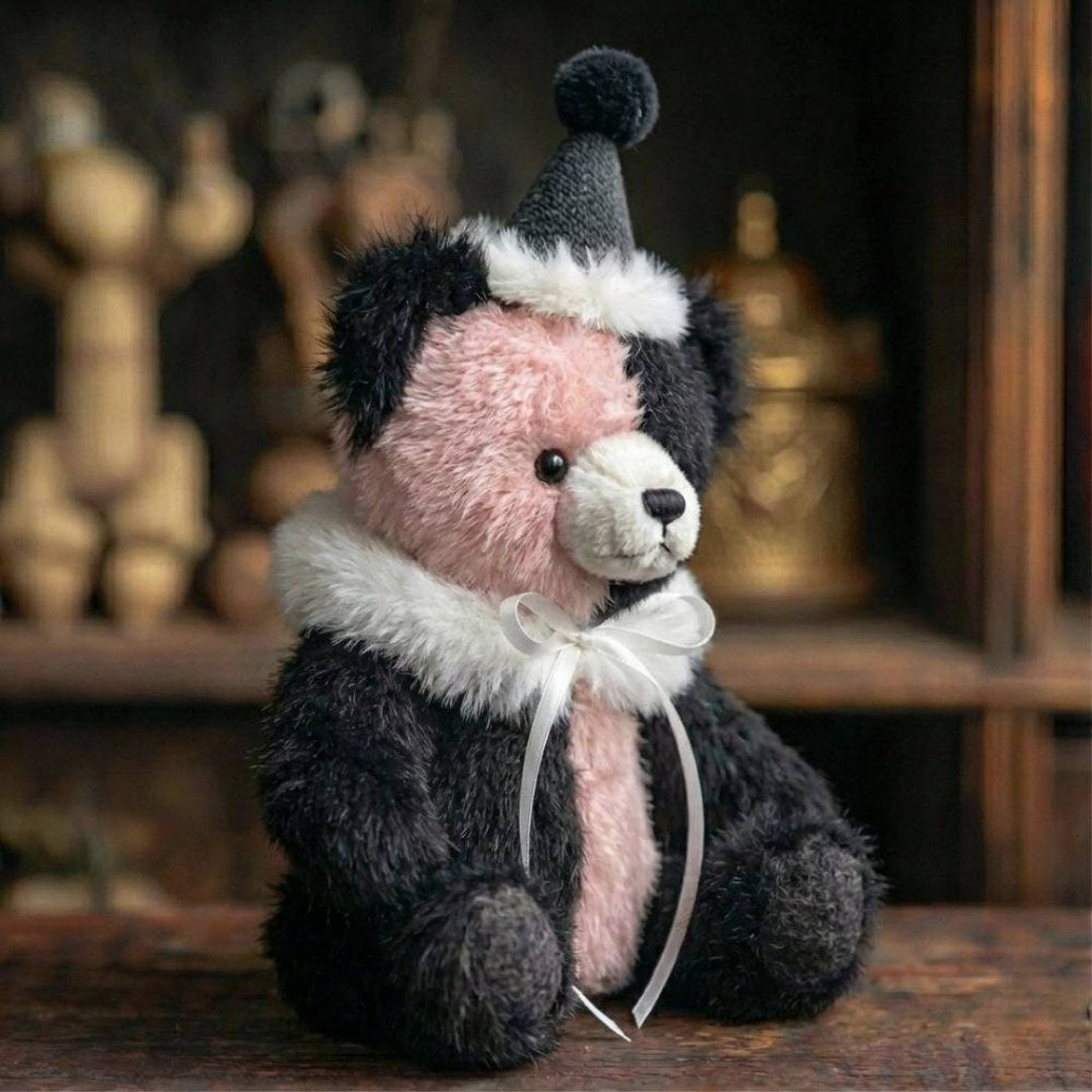 Goth Pink and Black Bear with Hat