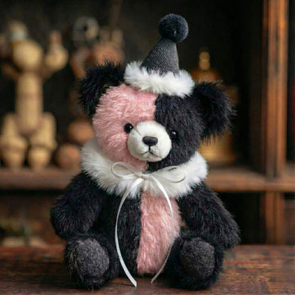 Goth Pink and Black Bear with Hat