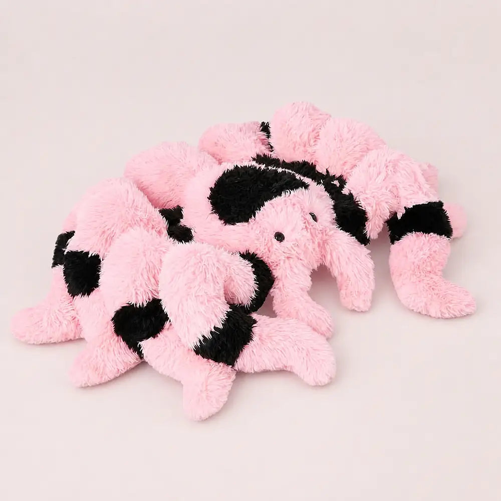 Pink and Black Spider Plush - Angled View