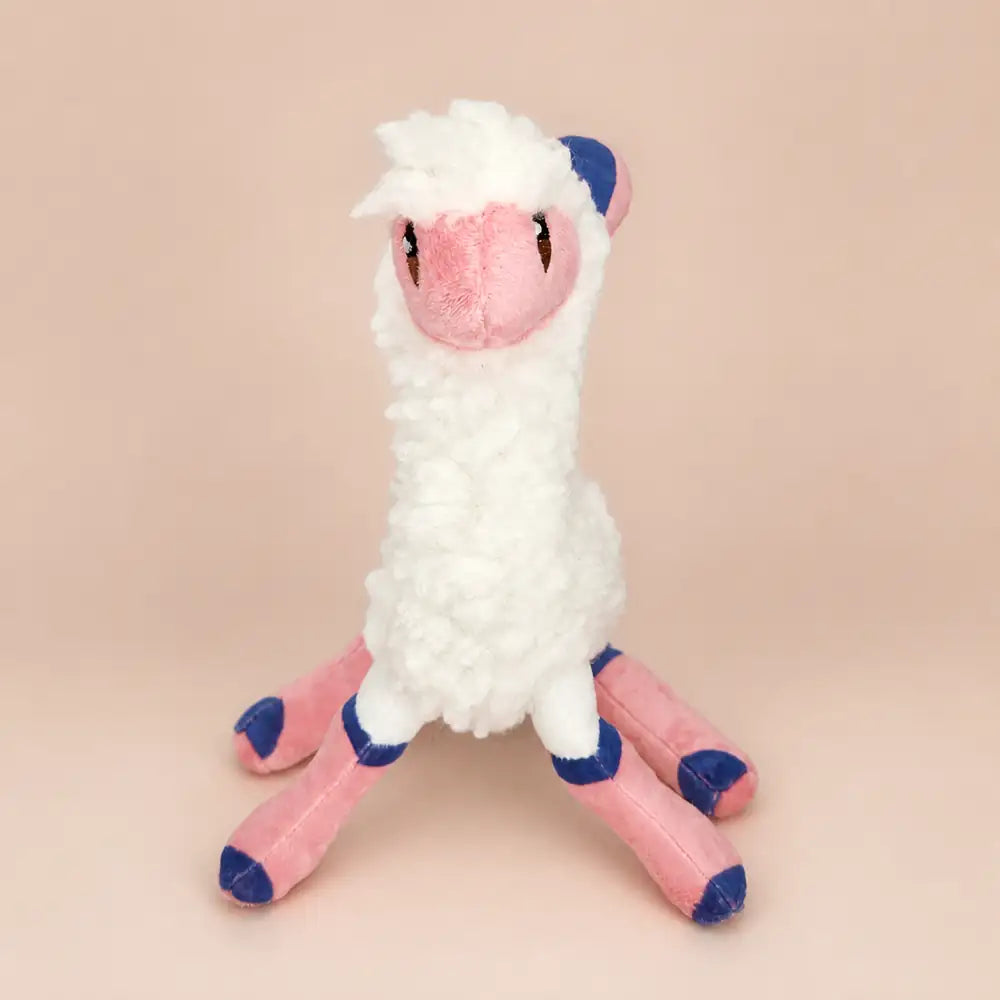 Pink and Blue Legged Alpaca Plush Front View