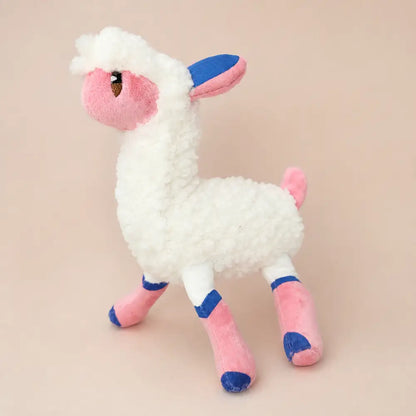 Pink and Blue Legged Alpaca Plush Side View