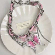 Butterfly Chain Pink Choker