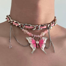 Butterfly Chain Pink Choker