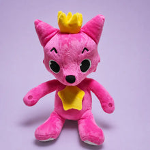 Pink Crowned Fox Stuffed Animal Front View on a Lavender Studio Background