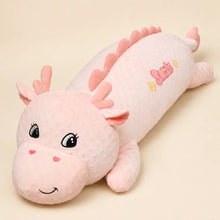Pink Long Dinosaur Plush Toy on Warm Cream Background