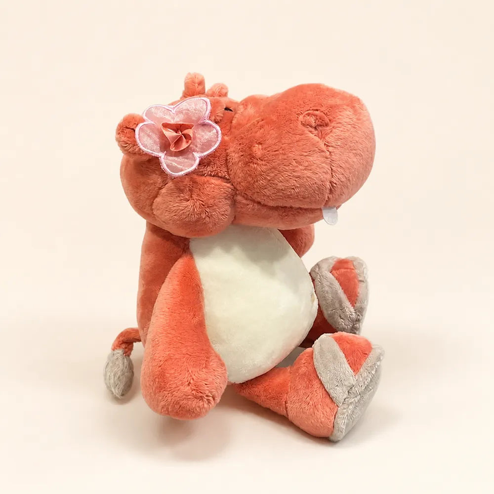 Pink Flower Hippo Plush - Side View