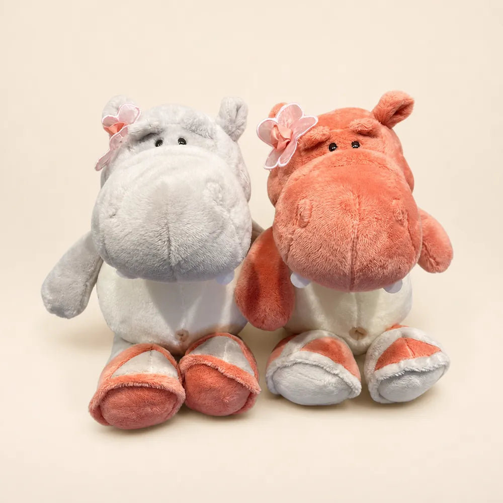 Pink and Gray Flower Hippo Plush - Color Options