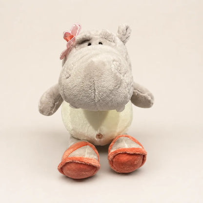 Gray Pink Flower Hippo Plush - Alternate Front View