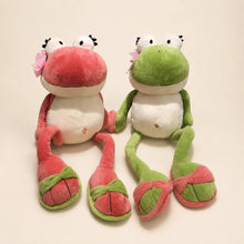 Pink and Green Frog Plush Toys - Front View