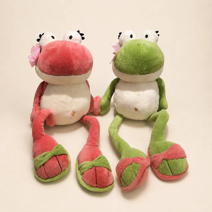 Pink and Green Frog Plush Toys - Front View
