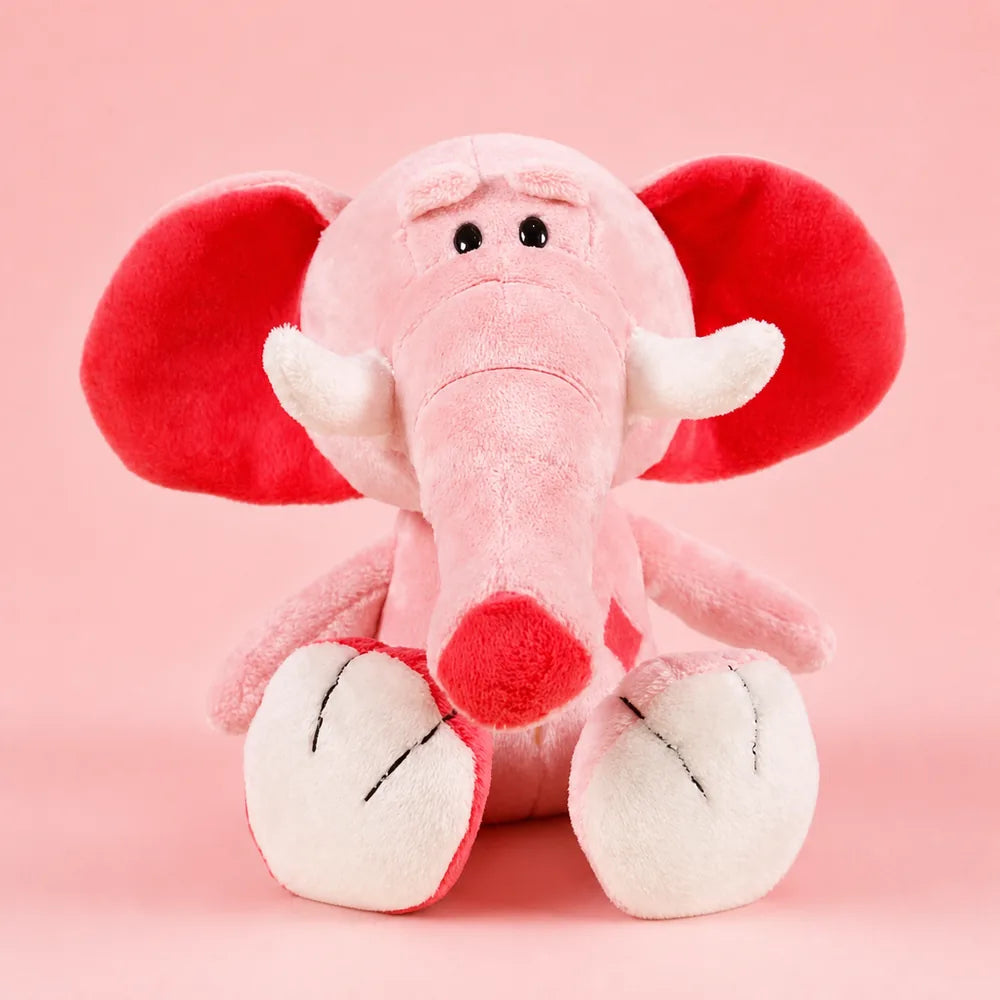 Pink Love Elephant Plush - Studio Front View