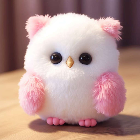 a pink and white stuffed animal