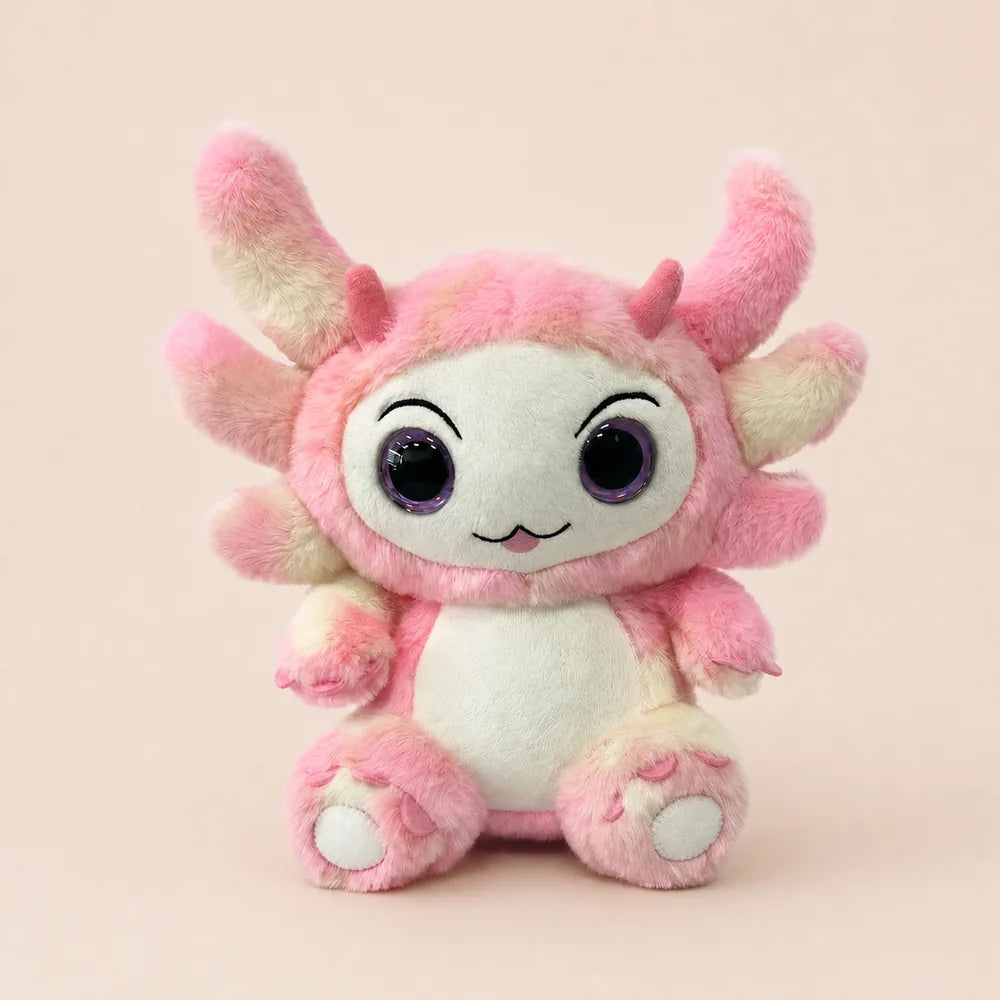 Pink Pastel Dragon Plush Front Close Studio View