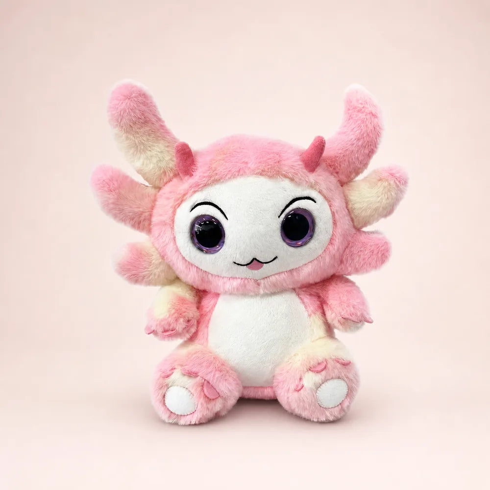 Pink Pastel Dragon Plush Front Studio View