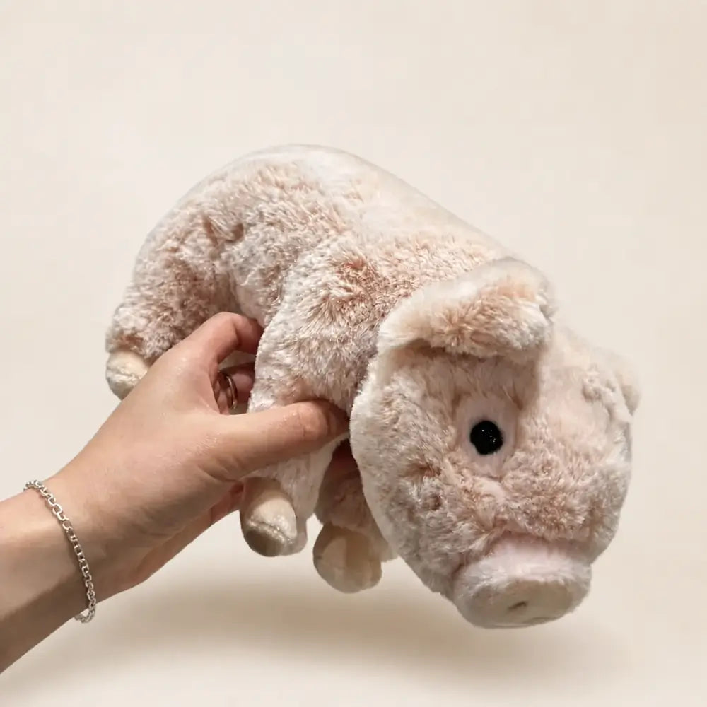 Fuzzy Animal Plush Collection Pink Pig Close View