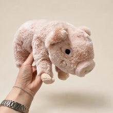 Fuzzy Animal Plush Collection Pink Pig Front View