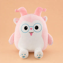 Pink Glasses Plush Toy - Front View on Warm Peach Studio Background