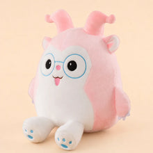 Pink Glasses Plush Toy - Three Quarter View on Warm Peach Studio Background