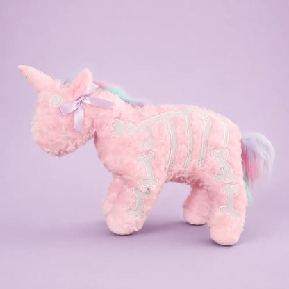Pink Skeleton Unicorn Plush – Studio Side View