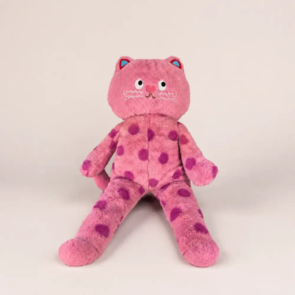 Cute Polka Dot Cat Stuffed Animal - front full