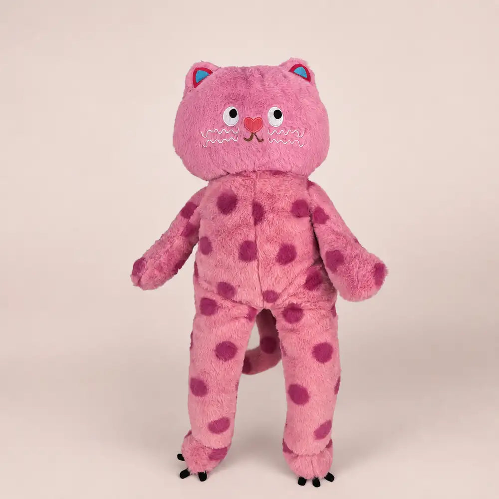 Cute Polka Dot Cat Stuffed Animal - standing