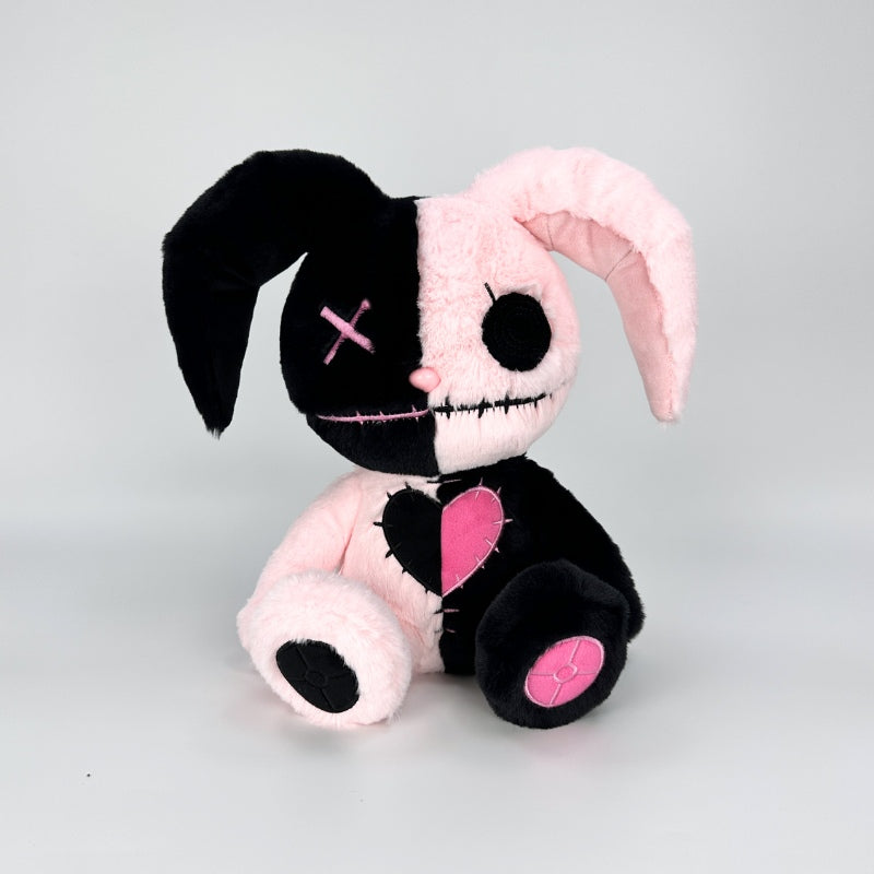 Goth Voodoo, Pink and Black Bunny Plush, a toy brings happiness and wonder,  front view