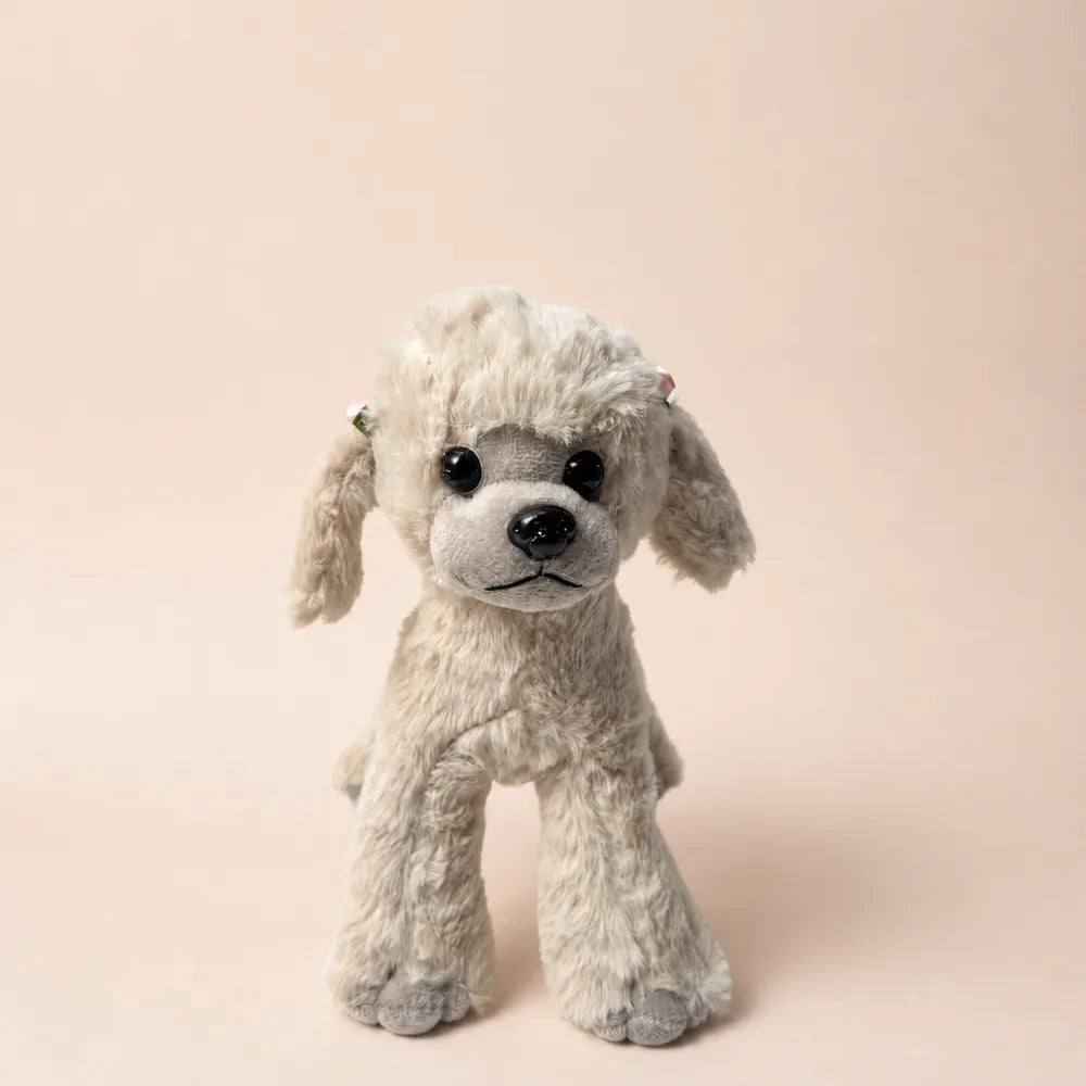 23cm Cream Poodle Dog Plush Stuffed Animal Front View