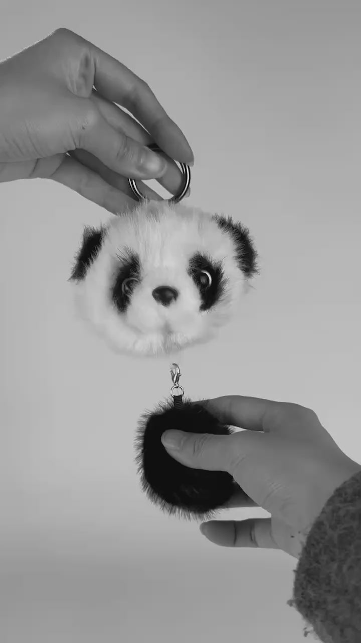 Cute Panda Pull-Action Keychain