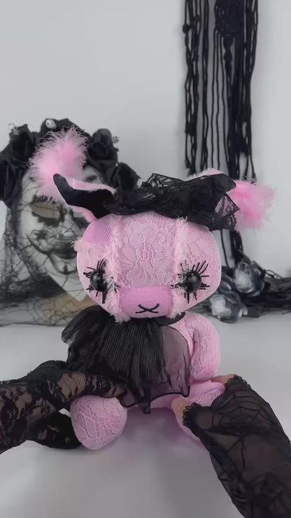 Pink Emo Bunny Stuffed Animal