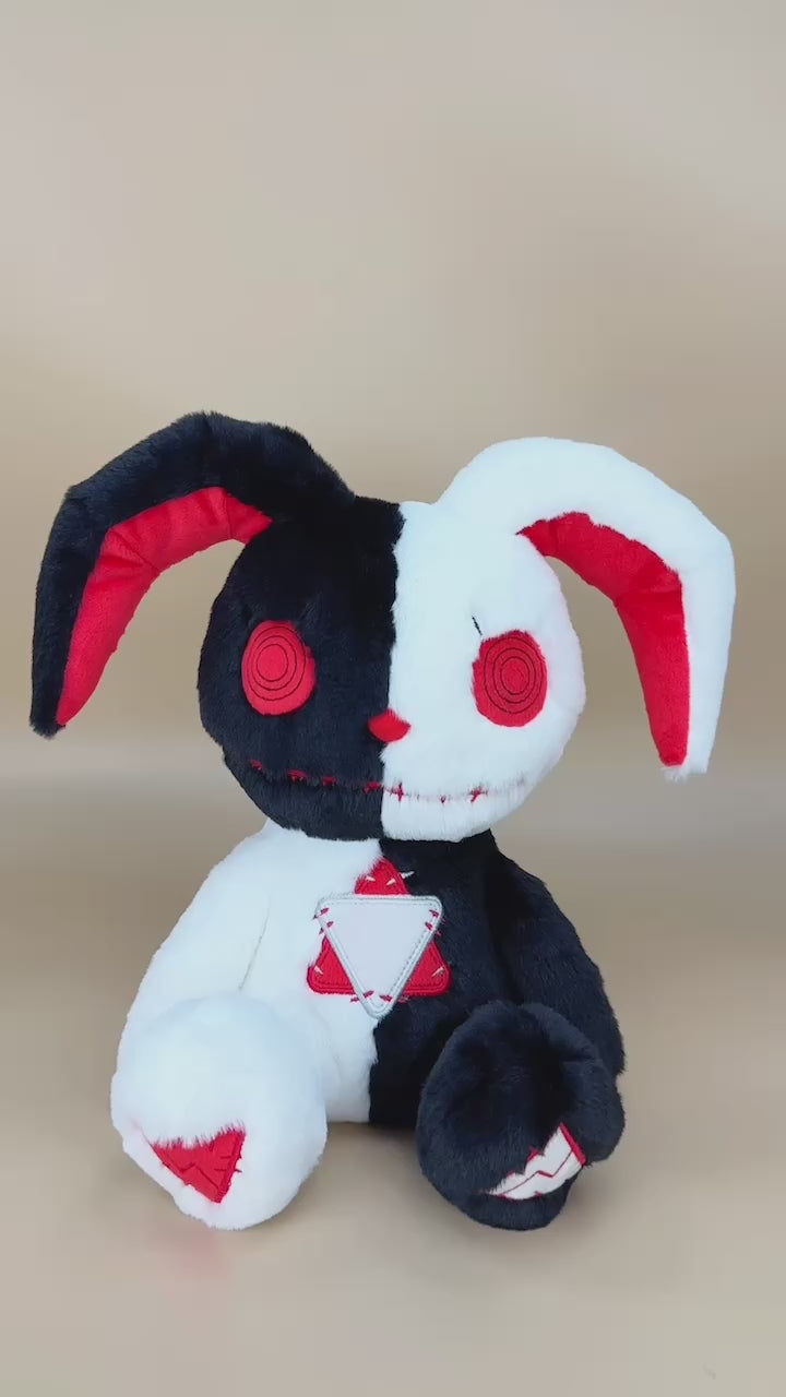Goth Voodoo Black and White Bunny Plush
