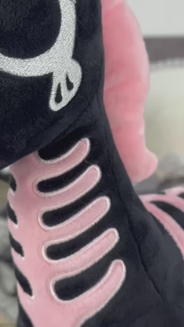 Goth Pink and Black Skeleton Unicorn Plush