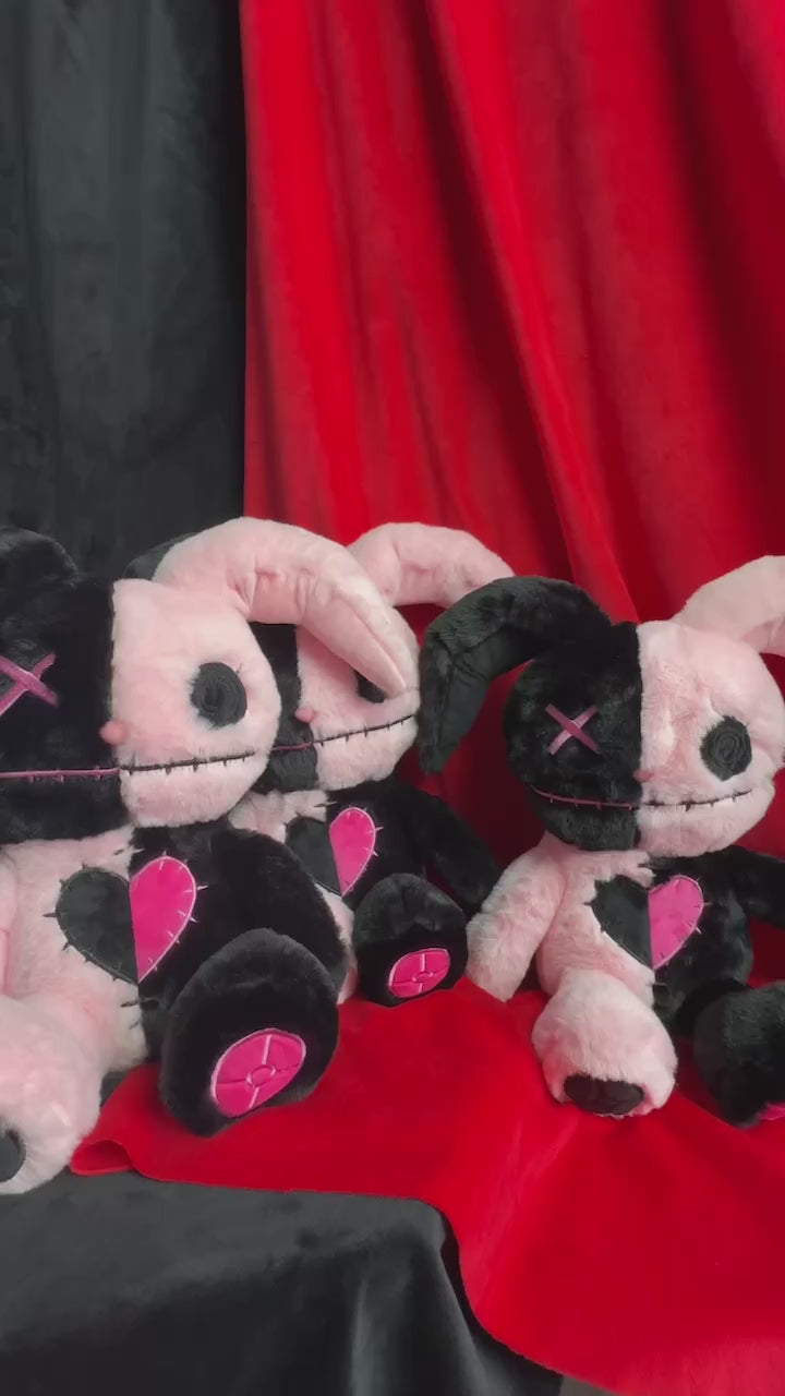 Goth Voodoo Pink and Black Bunny Plush – PlushThis| Plushies