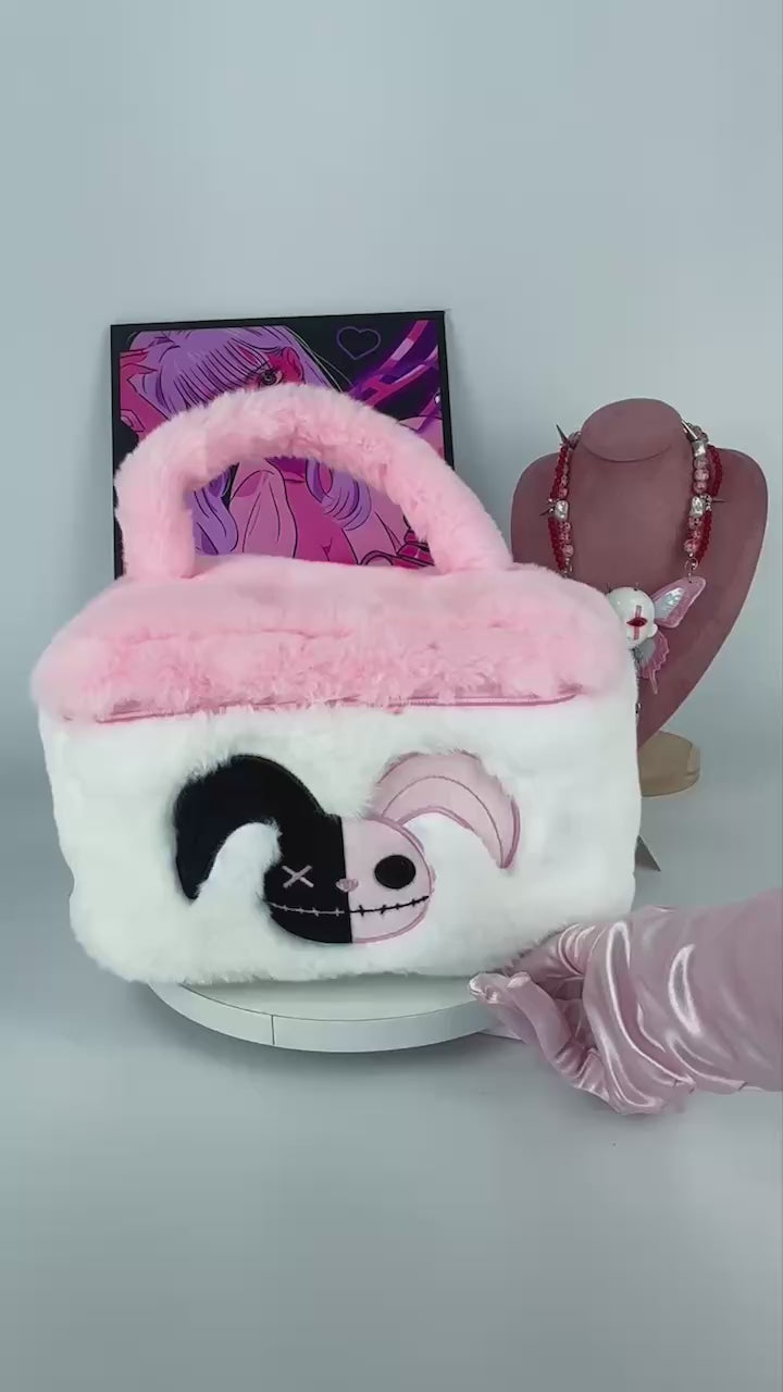 Goth Pink Plush Cosmetic Bag