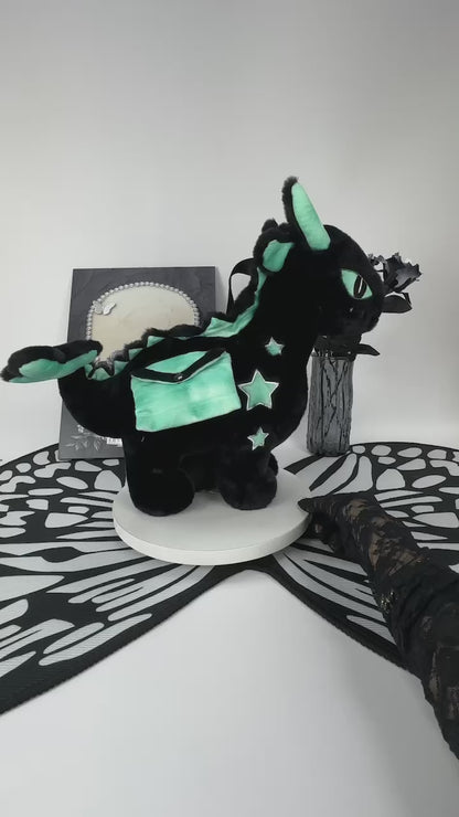 Green Blue Goth Magic Dragon Plush Crossbody Bag
