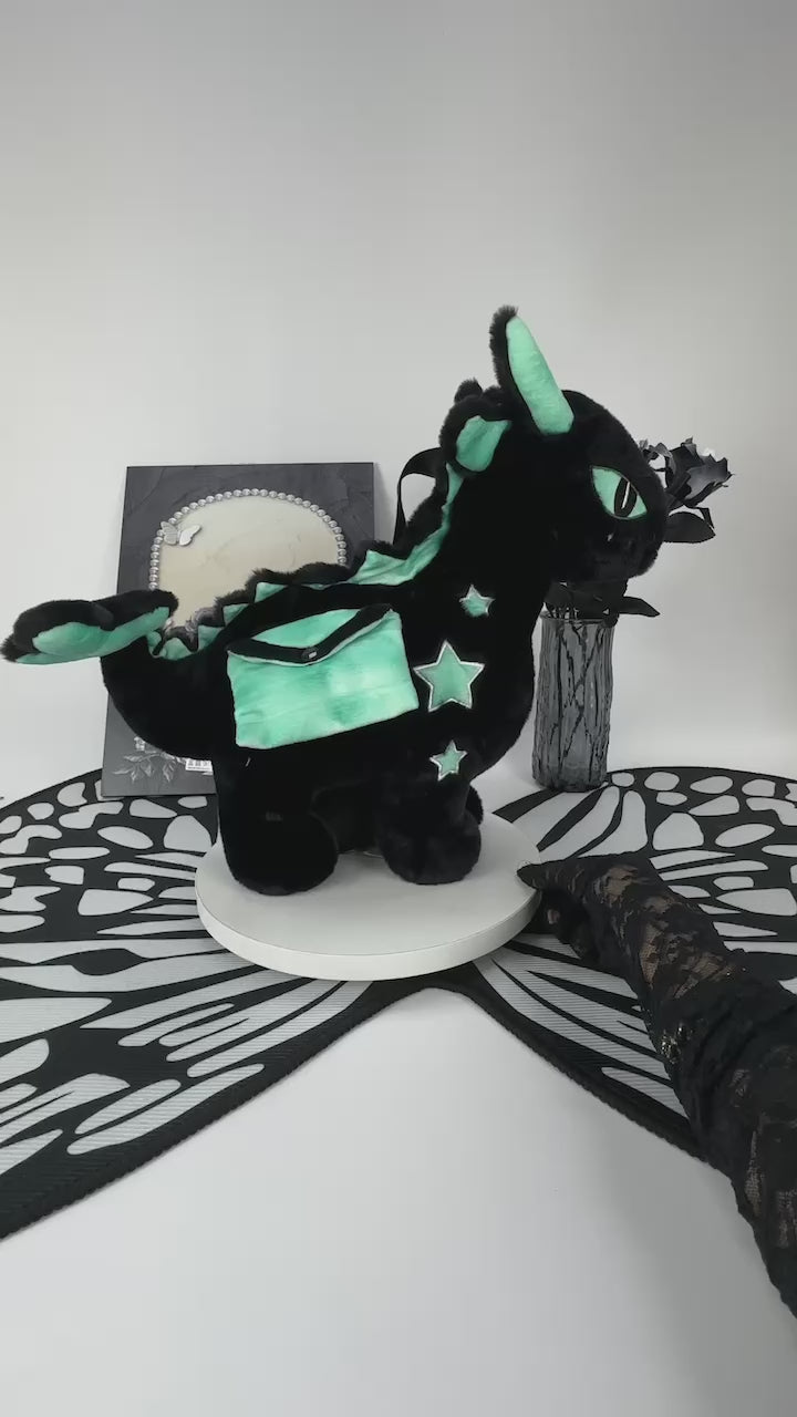 Green Blue Goth Magic Dragon Plush Crossbody Bag