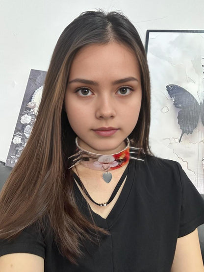 Punk Eyes Spike Heart Choker